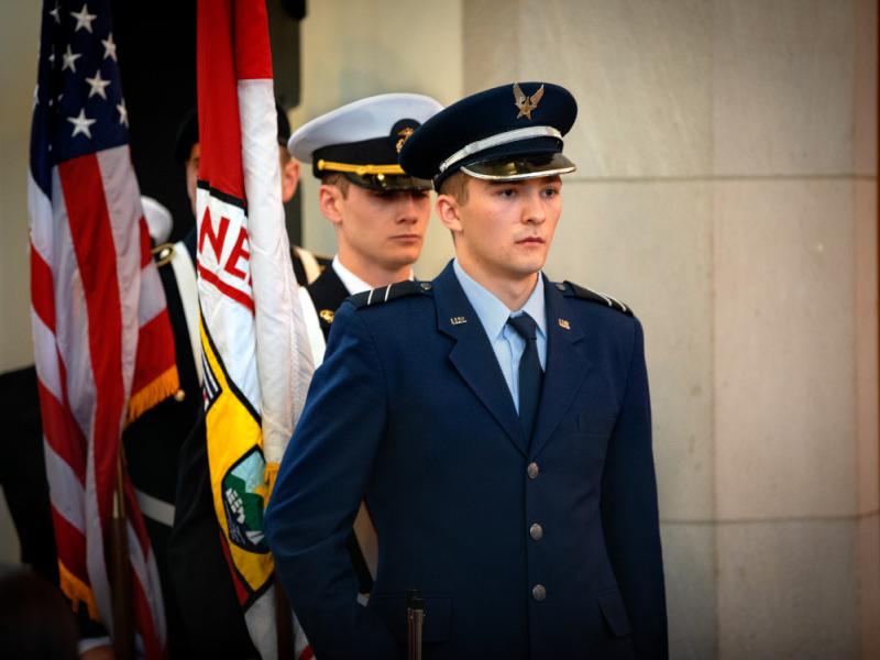 Members of the Cornell community gathered at Anabel Taylor Hall on Nov. 9 to honor Maj. Richard J. Gannon II ’95 and Capt. George A. Wood ’93, two alumni killed during the conflict in Iraq. Their names were added to the war memorial plaque in the hall’s rotunda that recognizes the 49 other Cornellians lost during the Korean and Vietnam wars and other hostile conflicts since World War II.